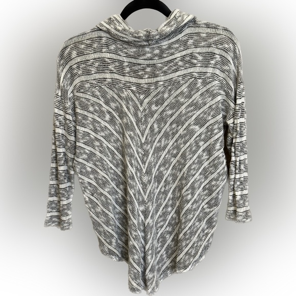 John Paul Richard Black and White Stripe Slub Knit Cowel Neck Sweater XL - Picture 2 of 4